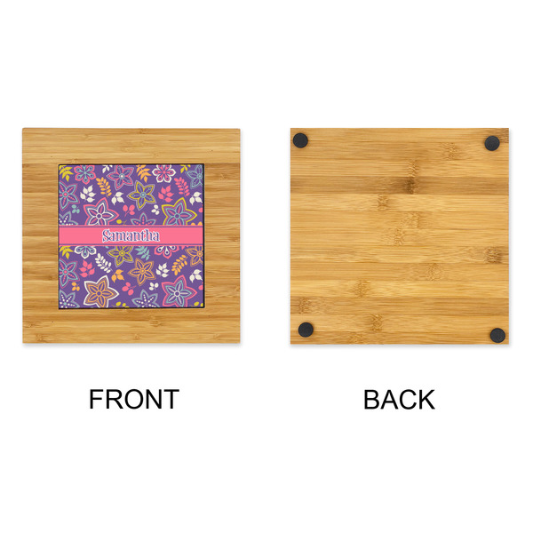 Simple Floral Bamboo Trivet with 6" Tile - APPROVAL