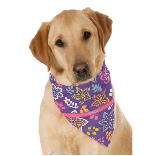 Custom Simple Floral Dog Bandana Scarf w/ Name or Text
