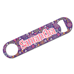 Simple Floral Bar Bottle Opener - White w/ Name or Text