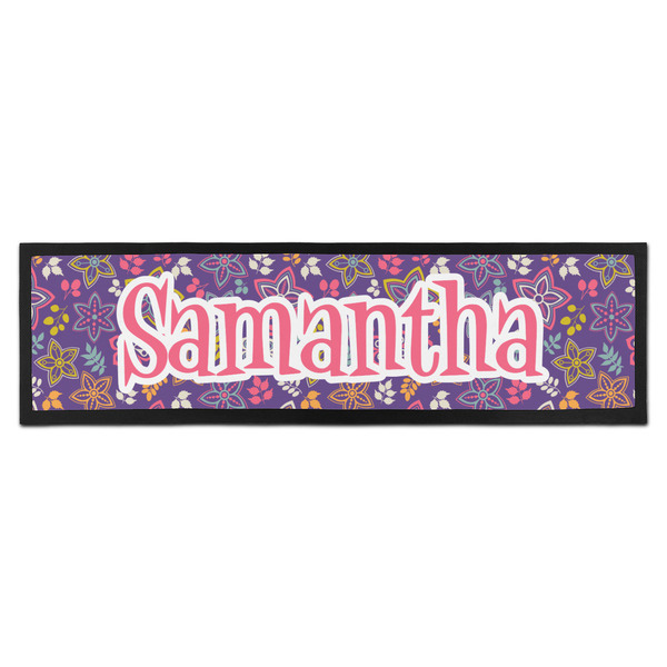 Custom Simple Floral Bar Mat - Large (Personalized)