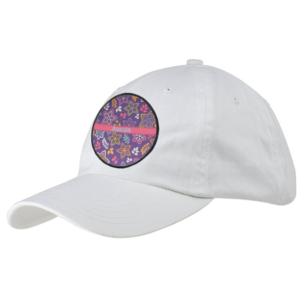 Custom Simple Floral Baseball Cap - White (Personalized)