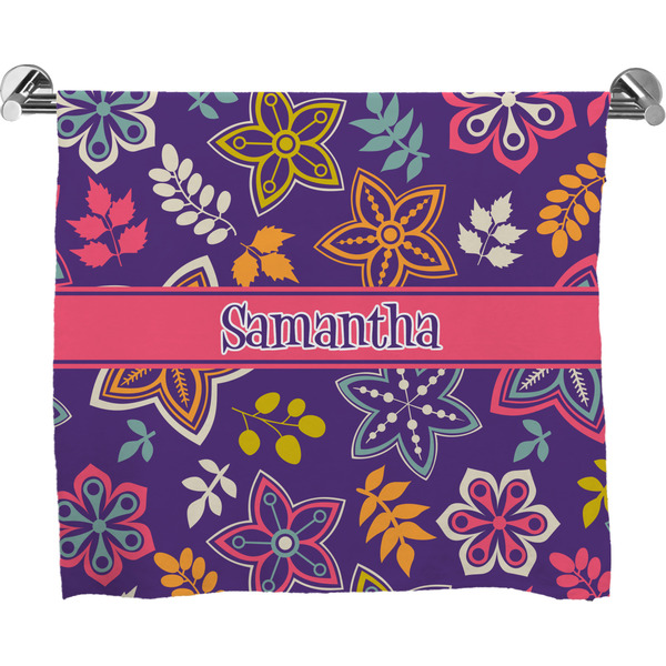 Custom Simple Floral Bath Towel (Personalized)