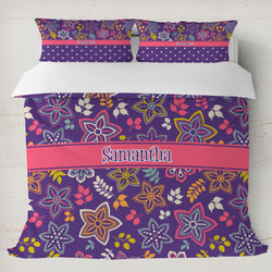 Simple Floral Duvet Cover Set - King (Personalized)