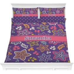 Simple Floral Comforter Set - Full / Queen (Personalized)