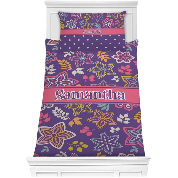 Custom Simple Floral Comforter Set - Twin (Personalized)