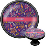 Simple Floral Cabinet Knob (Black) (Personalized)