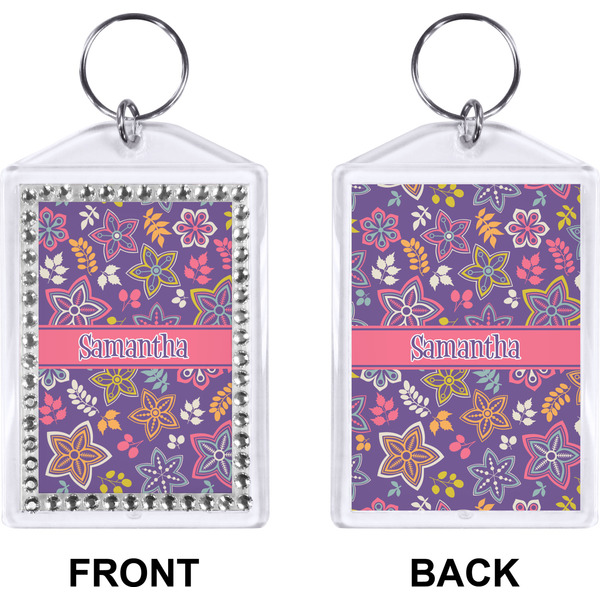 Simple Floral Bling Keychain (Front + Back)