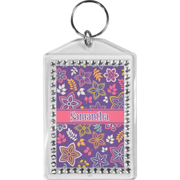 Custom Simple Floral Bling Keychain (Personalized)