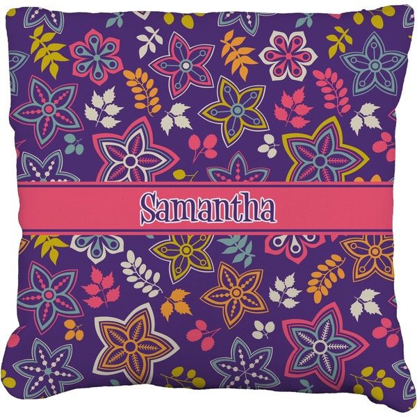 Custom Simple Floral Faux-Linen Throw Pillow 26" (Personalized)