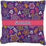 Simple Floral Faux-Linen Throw Pillow (Personalized)