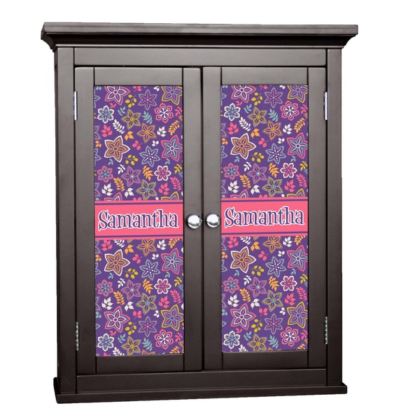 Custom Simple Floral Cabinet Decal - Large (Personalized)