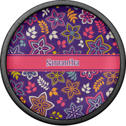 Simple Floral Cabinet Knob (Black) (Personalized)