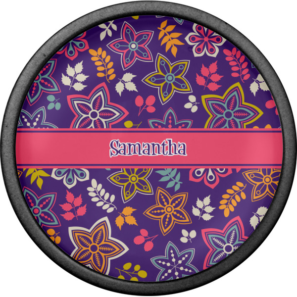 Simple Floral Cabinet Knob - Black - Front