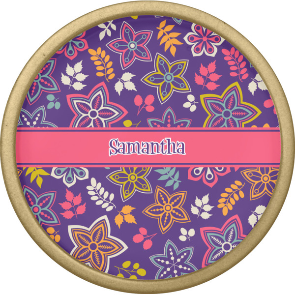 Simple Floral Cabinet Knob - Gold - Front