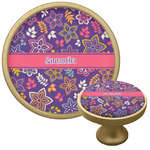 Simple Floral Cabinet Knob - Gold (Personalized)
