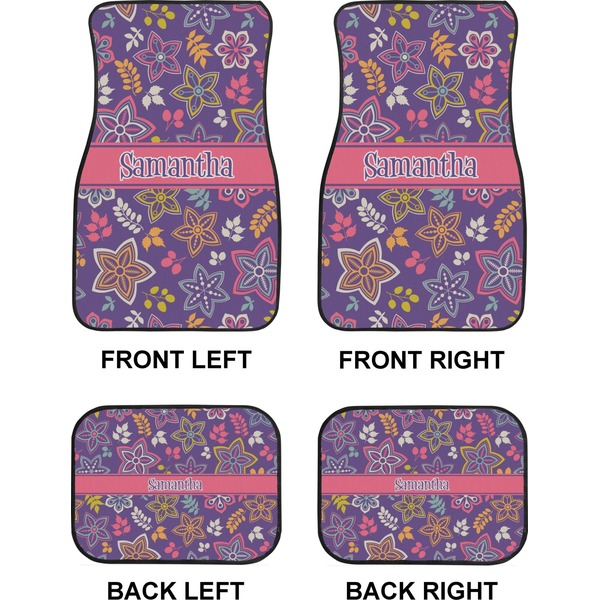 Simple Floral Car Floor Mats Set (2F + 2B)