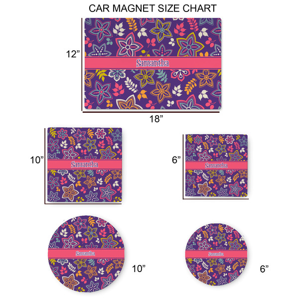 Simple Floral Car Magnets - SIZE CHART