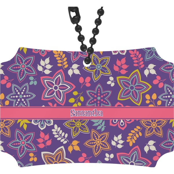 Custom Simple Floral Rear View Mirror Ornament (Personalized)