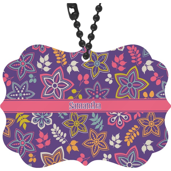 Custom Simple Floral Rear View Mirror Charm (Personalized)
