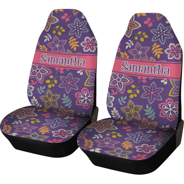 Custom Simple Floral Car Seat Covers (Set of Two) (Personalized)