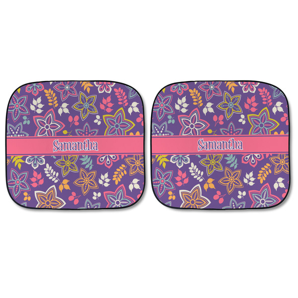 Simple Floral Car Sun Shades - FRONT