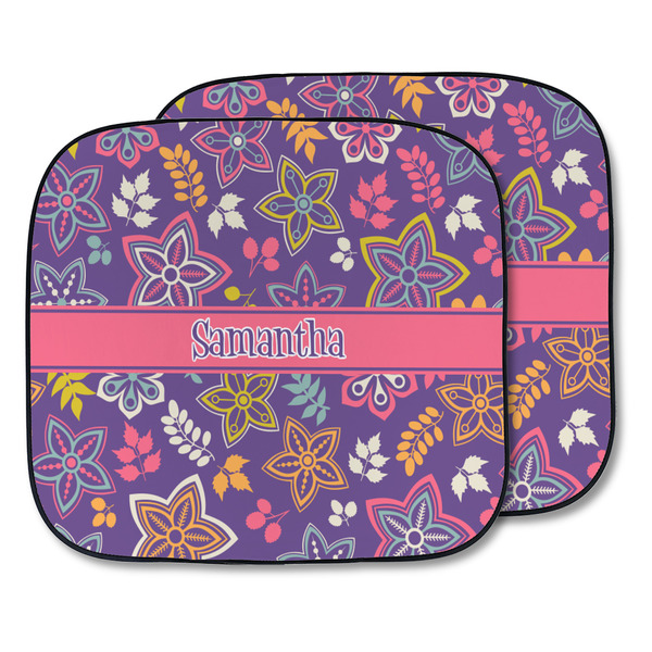 Custom Simple Floral Car Sun Shade - Two Piece (Personalized)