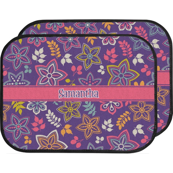 Custom Simple Floral Car Floor Mats (Back Seat) (Personalized)