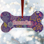 Simple Floral Ceramic Dog Ornament w/ Name or Text