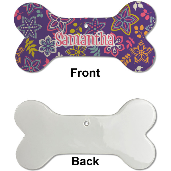 Simple Floral Ceramic Flat Ornament - Bone Front & Back Single Print (APPROVAL)