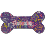 Simple Floral Ceramic Dog Ornament - Front w/ Name or Text