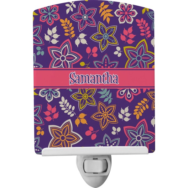 Custom Simple Floral Ceramic Night Light (Personalized)