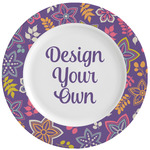 Simple Floral Ceramic Dinner Plates (Set of 4) (Personalized)