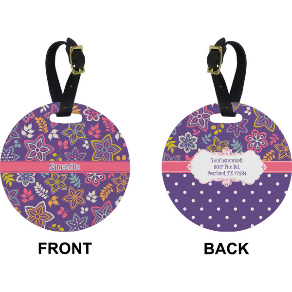 Simple Floral Circle Luggage Tag (Front + Back)