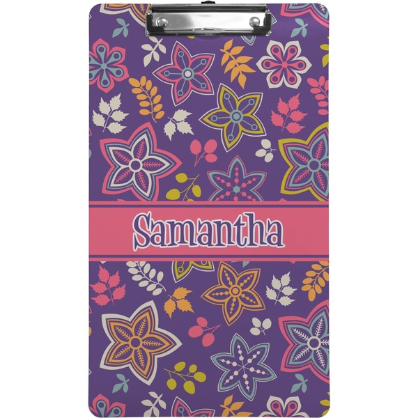 Custom Simple Floral Clipboard (Legal Size) (Personalized)