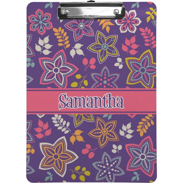 Custom Simple Floral Clipboard (Letter Size) (Personalized)