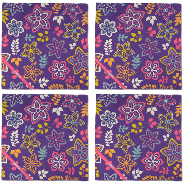 Simple Floral Cloth Napkins - Personalized Dinner (APPROVAL) Set of 4