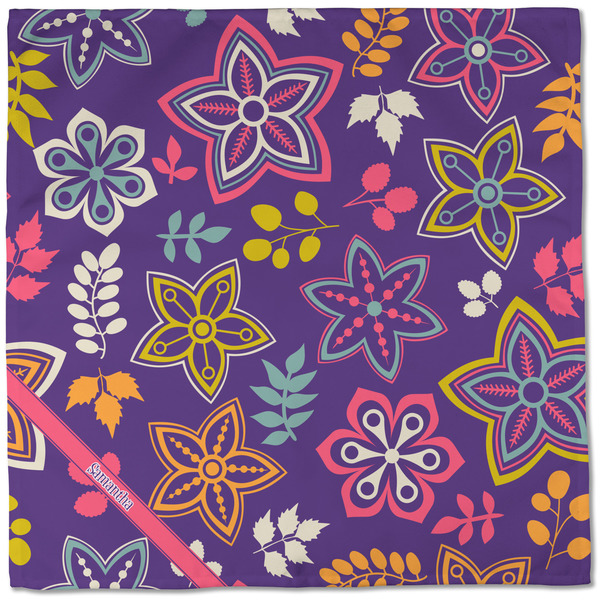 Simple Floral Cloth Napkins - Personalized Dinner (Full Open)