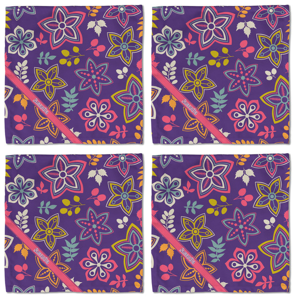 Simple Floral Cloth Napkins - Personalized Lunch (APPROVAL) Set of 4