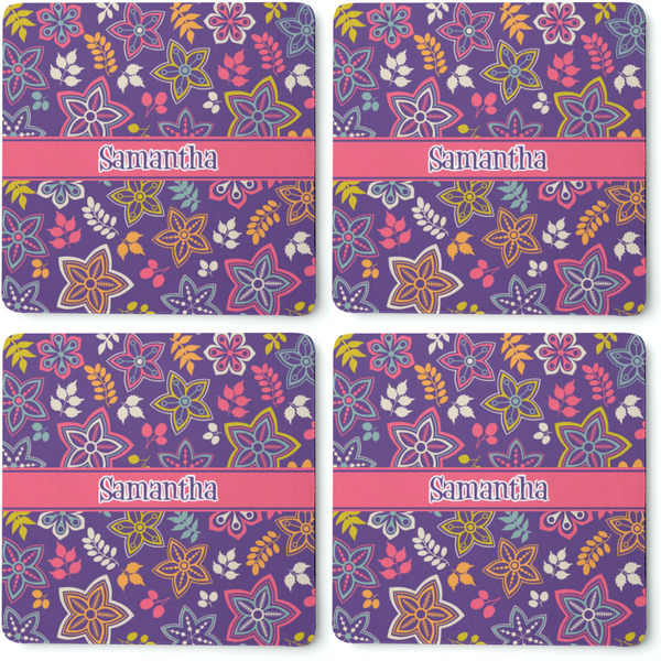 Simple Floral Coaster Rubber Back - Apvl