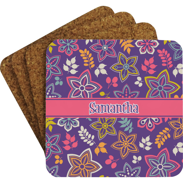 Simple Floral Coaster Set (Personalized)