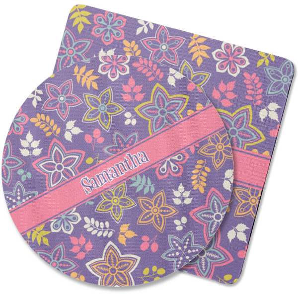 Custom Simple Floral Rubber Backed Coaster (Personalized)