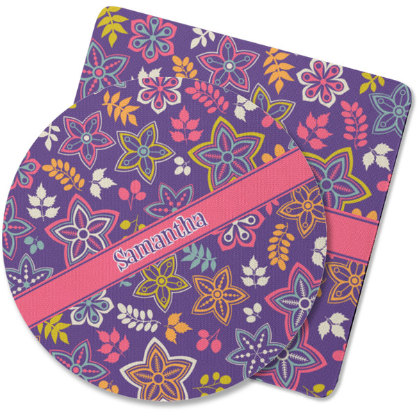 Custom Simple Floral Rubber Backed Coaster (Personalized)