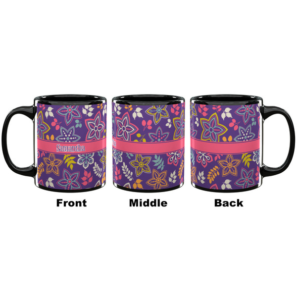 Simple Floral Coffee Mug - 11 oz - Black APPROVAL