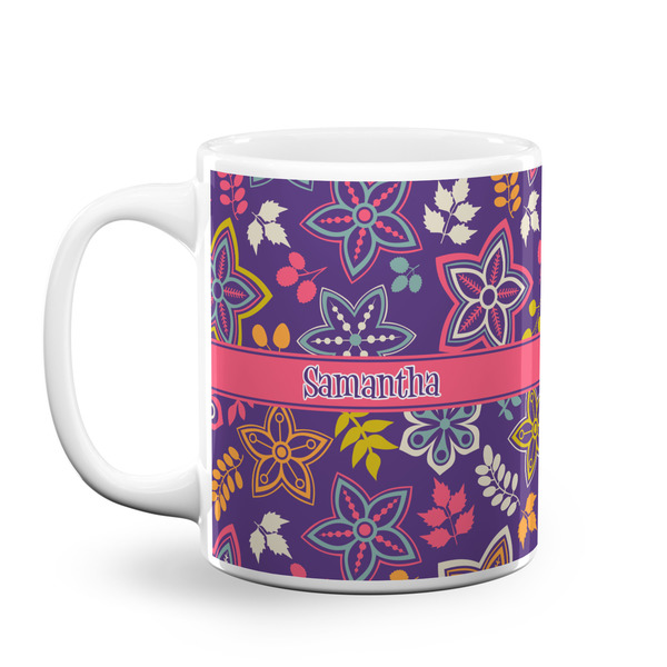 Custom Simple Floral Coffee Mug (Personalized)
