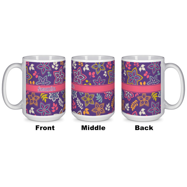 Simple Floral Coffee Mug - 15 oz - White APPROVAL