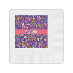 Simple Floral Coined Cocktail Napkins (Personalized)