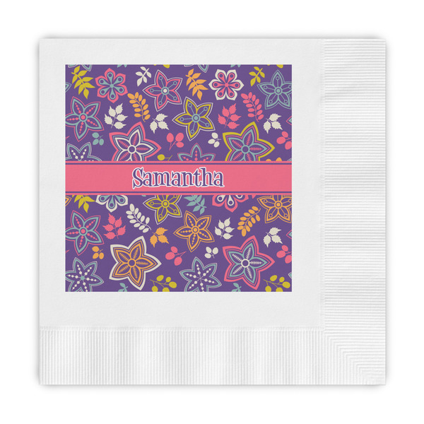 Custom Simple Floral Embossed Decorative Napkins (Personalized)