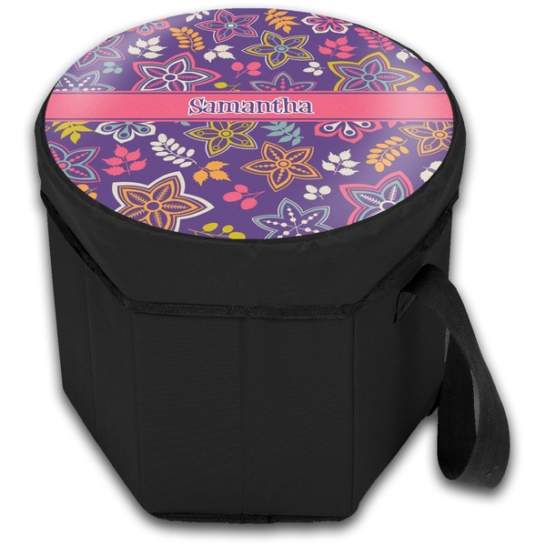 Simple Floral Collapsible Personalized Cooler & Seat (Closed)