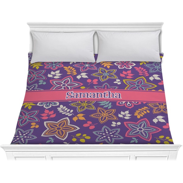 Custom Simple Floral Comforter - King (Personalized)