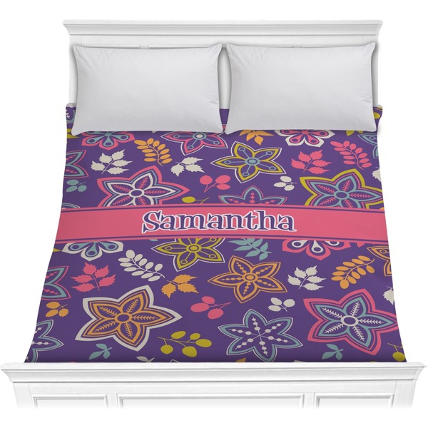 Custom Simple Floral Comforter - Full / Queen (Personalized)